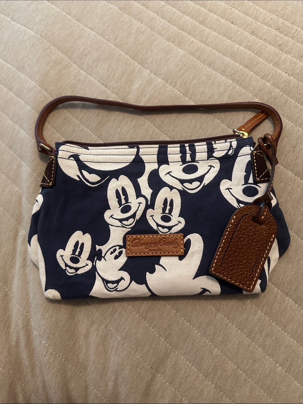 Dooney & Bourke Disney Mickey Mouse Faces Pouchette Wristlet Bag Navy